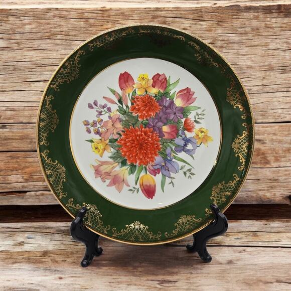 Weatherby Royal Falcon Vintage Decorative Spring Summer 8.5" Floral Green Plate - Picture 4 of 11